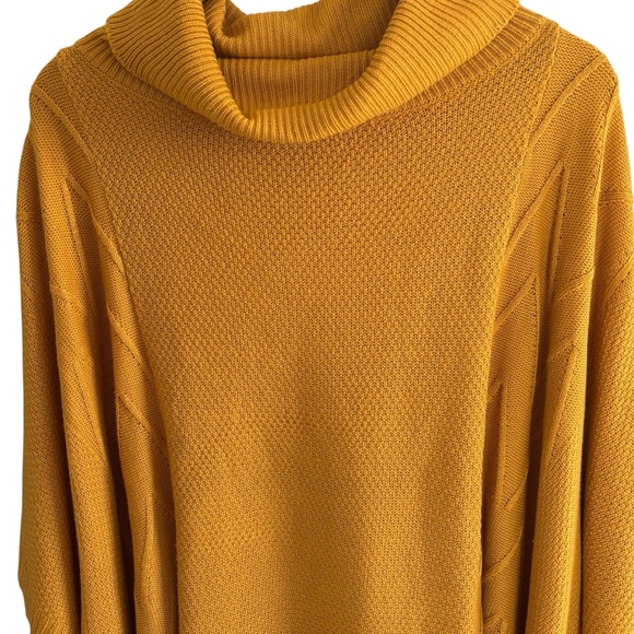 Laurel Grey Mustard Yellow Knit Cowl Neck Poncho Sweater Cozy Fall Layering OS - Picture 16 of 16